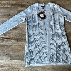 New Carolyn Taylor Gray Cable Knit Women's Sweater-Cardigan